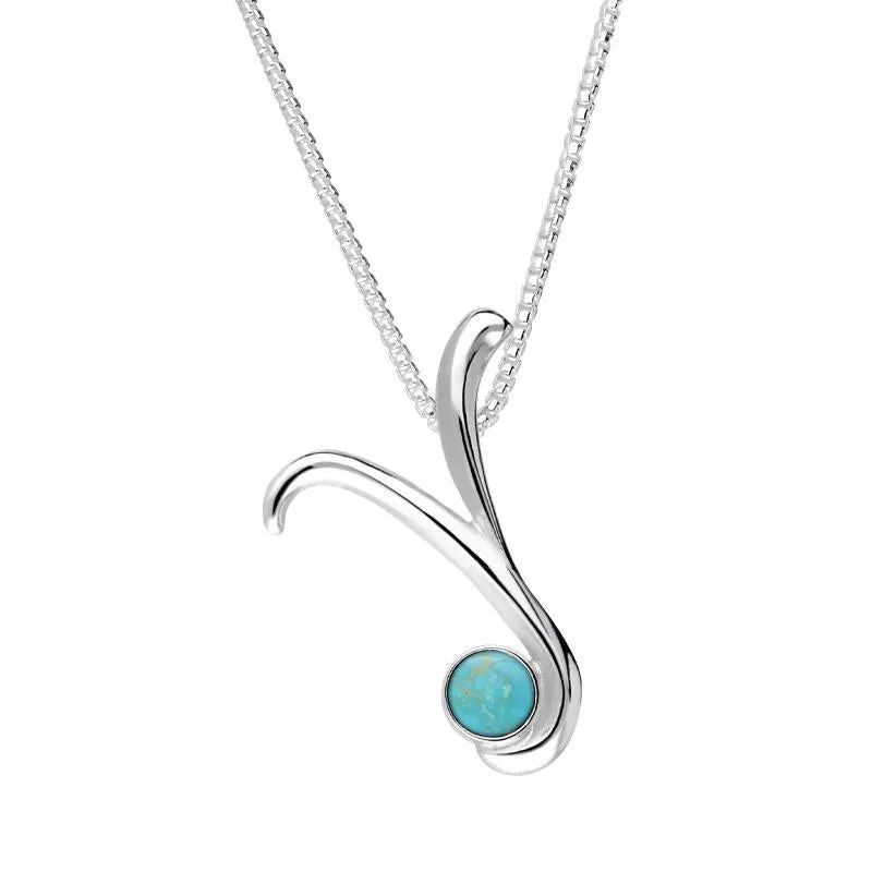 Sterling Silver Turquoise Love Letters Initial Y Necklace sold by Jura Watches