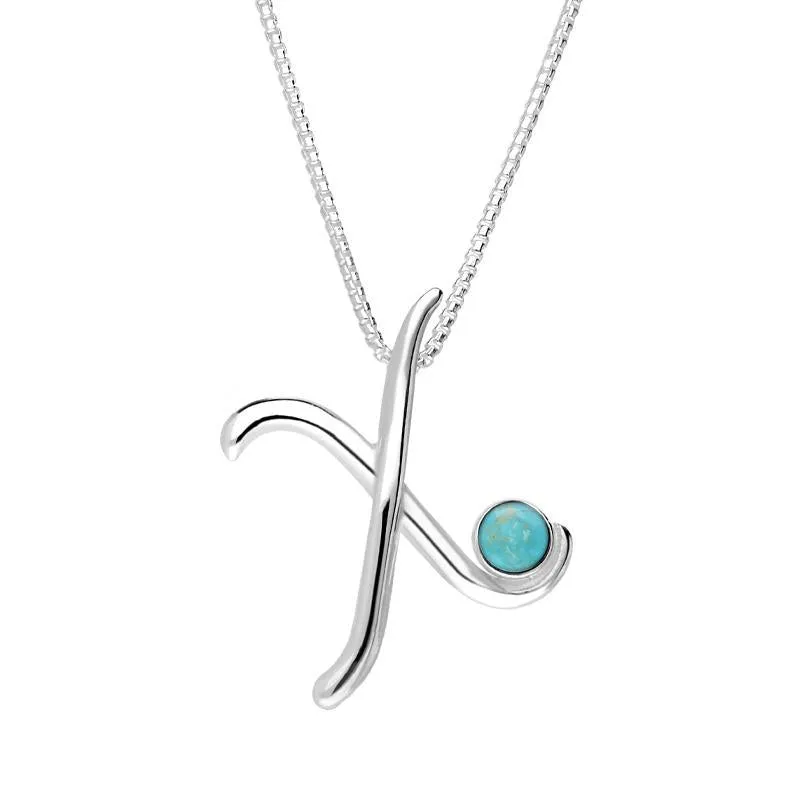 Sterling Silver Turquoise Love Letters Initial X Necklace sold by Jura Watches