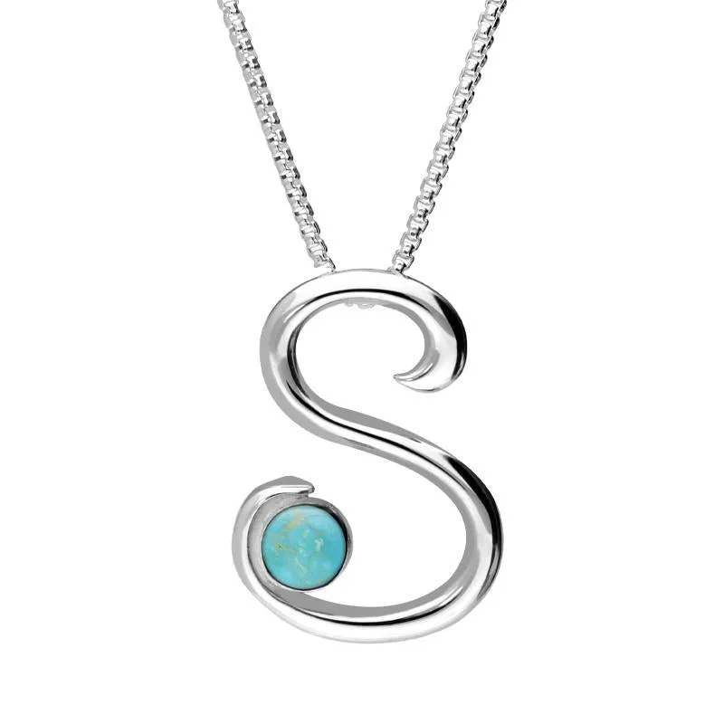 Sterling Silver Turquoise Love Letters Initial S Necklace sold by Jura Watches
