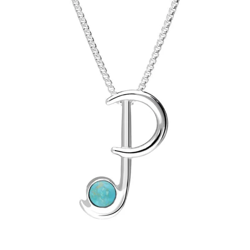 Sterling Silver Turquoise Love Letters Initial P Necklace sold by Jura Watches