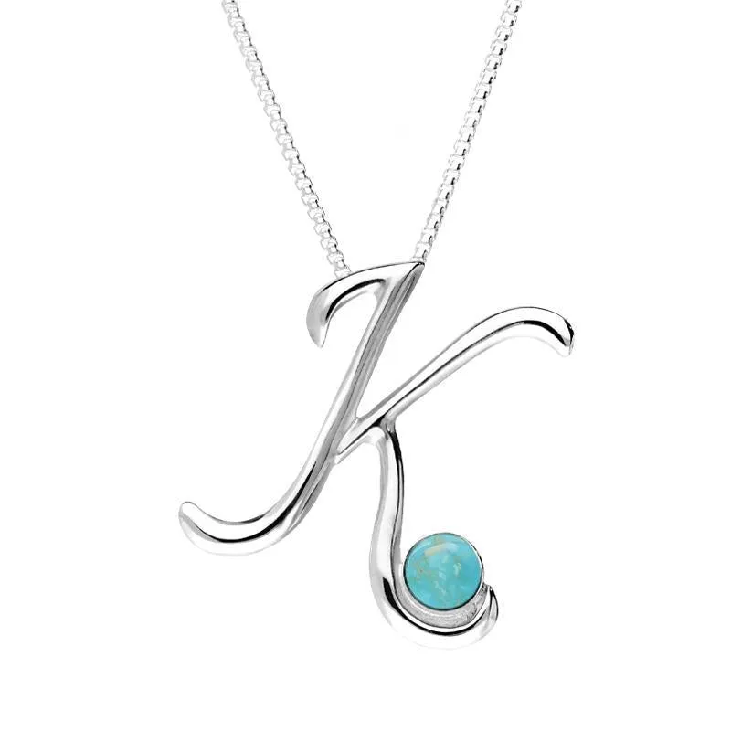 Sterling Silver Turquoise Love Letters Initial K Necklace sold by Jura Watches