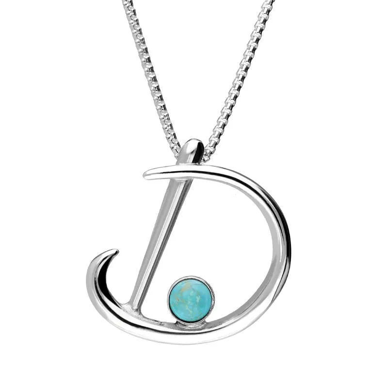 Sterling Silver Turquoise Love Letters Initial D Necklace sold by Jura Watches