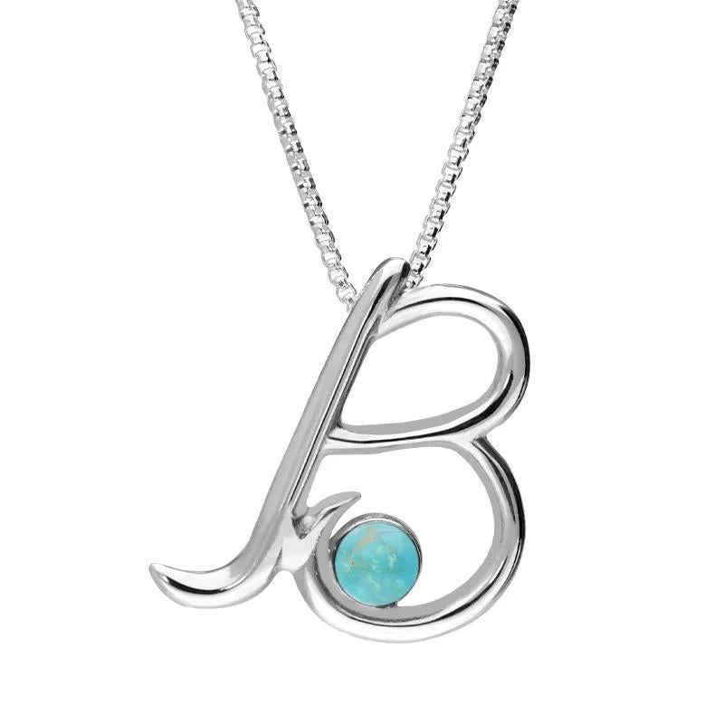 Sterling Silver Turquoise Love Letters Initial B Necklace sold by Jura Watches