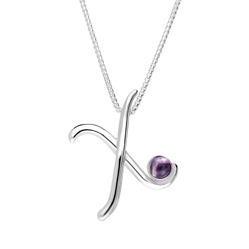 Sterling Silver Blue John Love Letters Initial X Necklace sold by Jura Watches