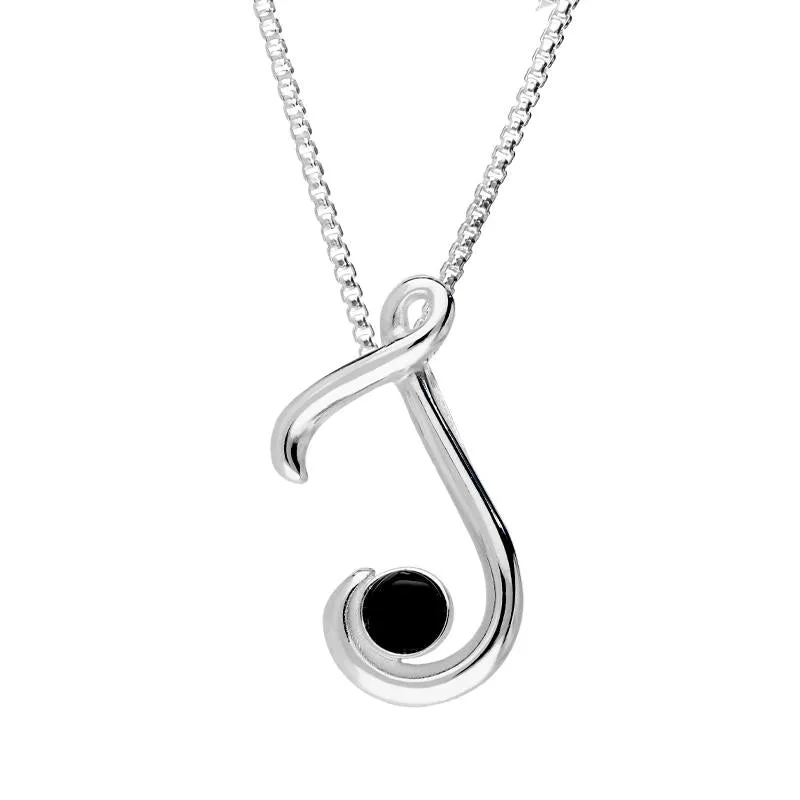 Sterling Silver Whitby Jet Love Letters Initial J Necklace sold by Jura Watches