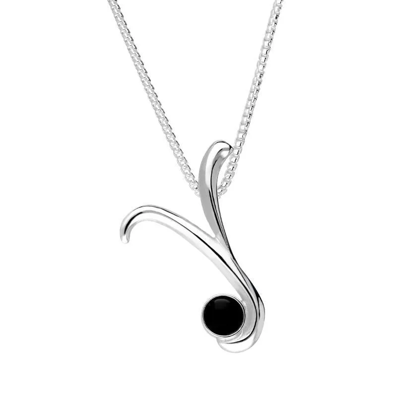 Sterling Silver Whitby Jet Love Letters Initial Y Necklace sold by Jura Watches