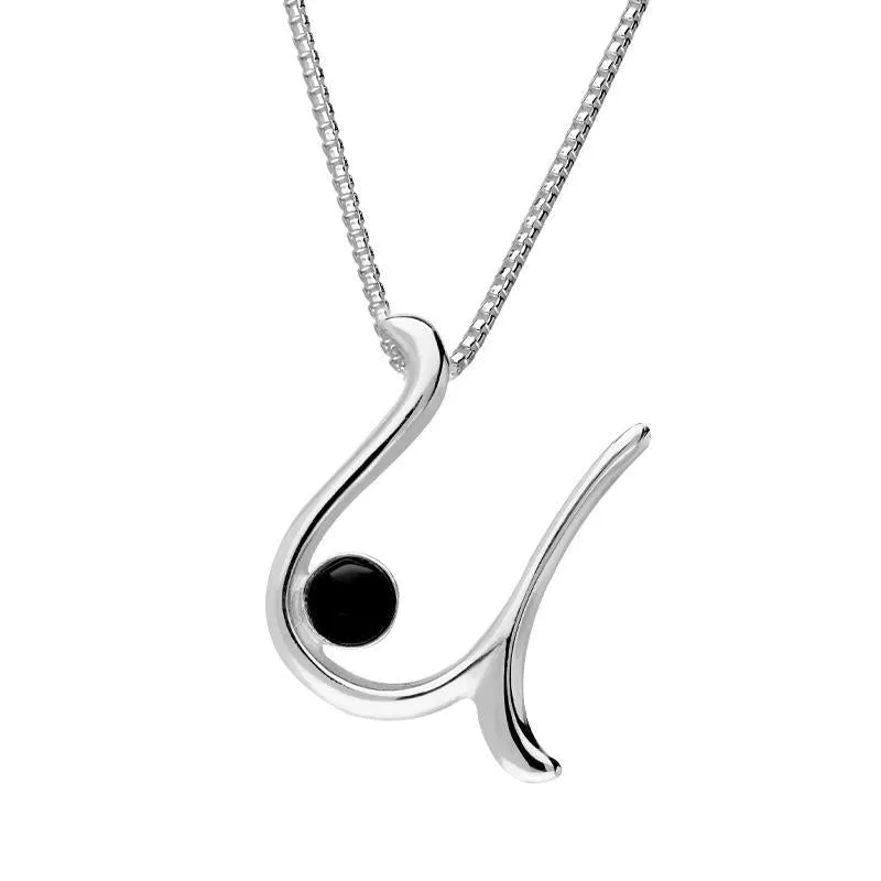 Sterling Silver Whitby Jet Love Letters Initial U Necklace sold by Jura Watches