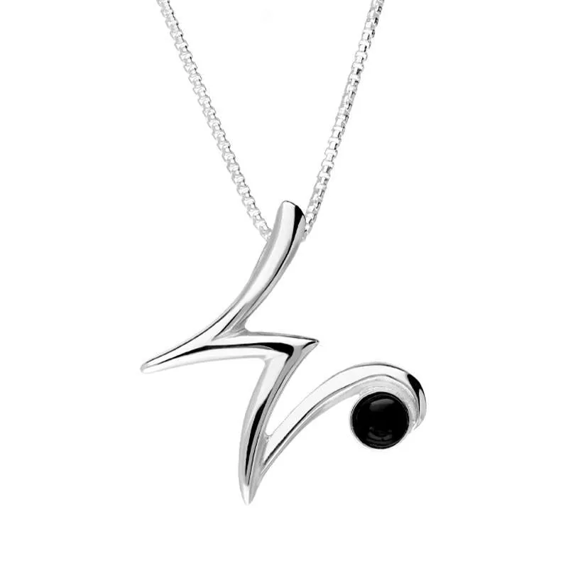 Sterling Silver Whitby Jet Love Letters Initial W Necklace sold by Jura Watches