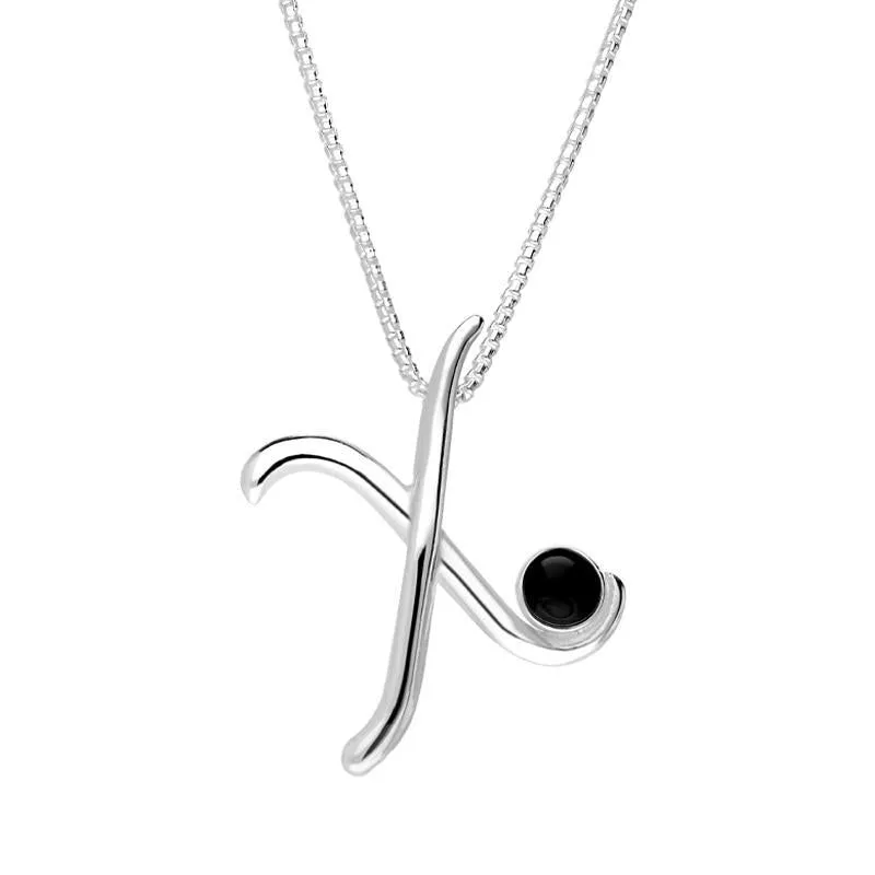 Sterling Silver Whitby Jet Love Letters Initial X Necklace sold by Jura Watches