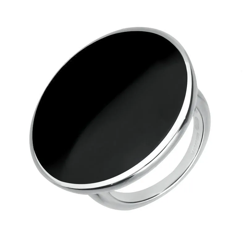 Sterling Silver Whitby Jet Round Ring sold by Jura Watches