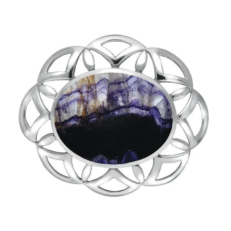 Sterling Silver Blue John Large Flower Brooch sold by Jura Watches