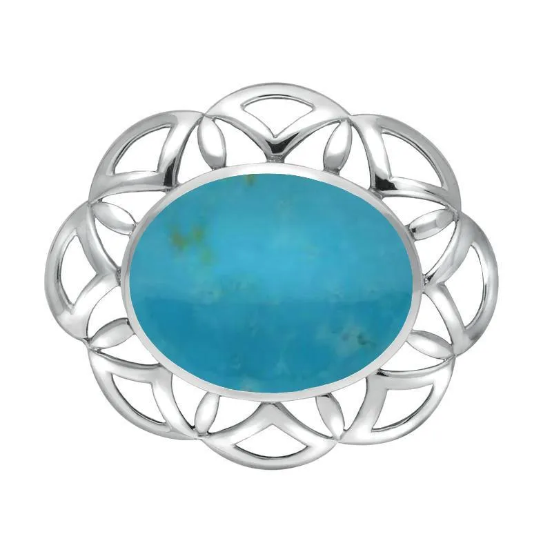 Sterling Silver Turquoise Large Flower Brooch sold by Jura Watches