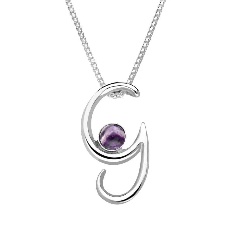 Sterling Silver Blue John Love Letters Initial G Necklace sold by Jura Watches