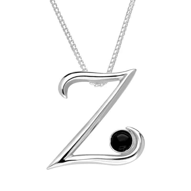 Sterling Silver Whitby Jet Love Letters Initial Z Necklace sold by Jura Watches