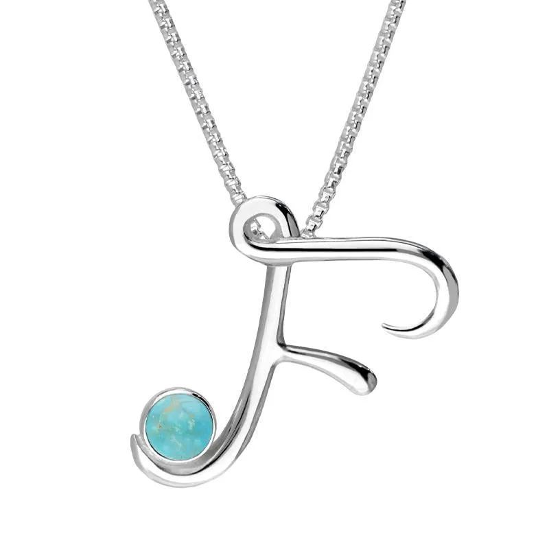 Sterling Silver Turquoise Love Letters Initial F Necklace sold by Jura Watches