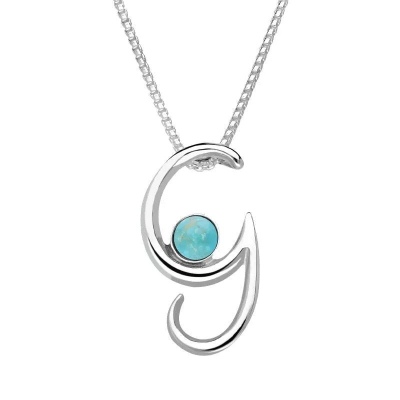 Sterling Silver Turquoise Love Letters Initial G Necklace sold by Jura Watches