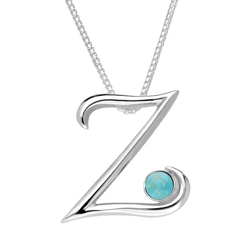 Sterling Silver Turquoise Love Letters Initial Z Necklace sold by Jura Watches