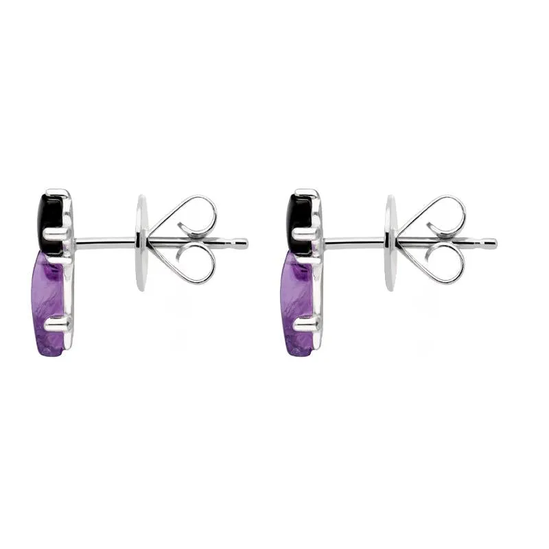 Sterling Silver Whitby Jet Amethyst Two Stone Butterfly Stud Earrings sold by Jura Watches product image thumbnail 2