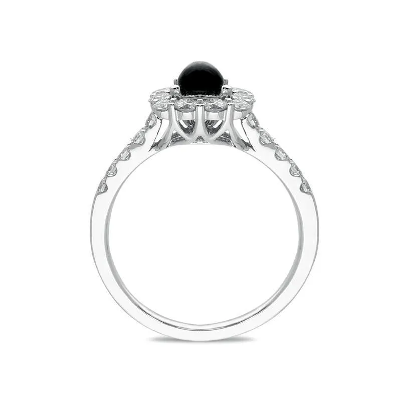 18ct White Gold Whitby Jet 0.77ct Diamond Cushion Shaped Ring sold by Jura Watches product image thumbnail 2