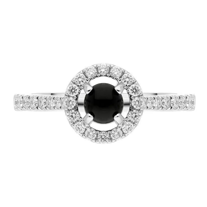 18ct White Gold Whitby Jet 0.33ct Diamond Round Halo Ring sold by Jura Watches product image thumbnail 2