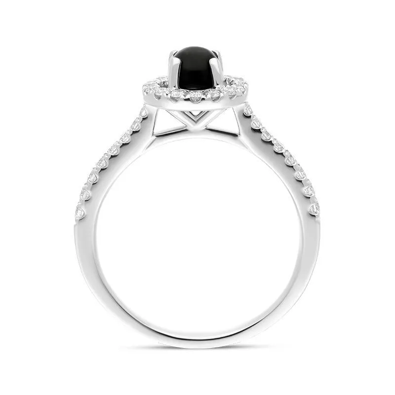 18ct White Gold Whitby Jet 0.33ct Diamond Round Halo Ring sold by Jura Watches product image thumbnail 3