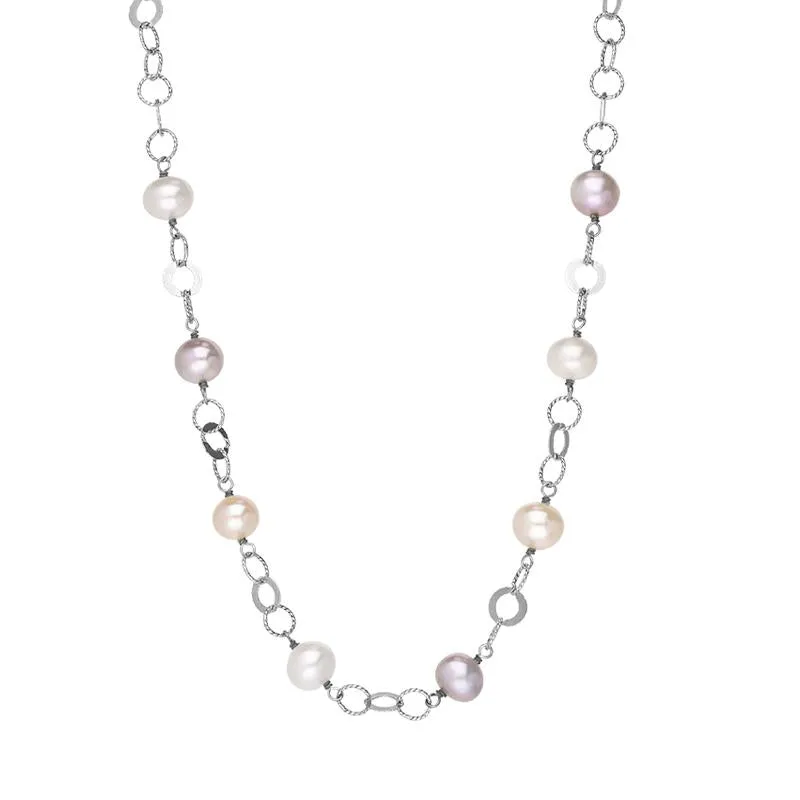 Sterling Silver Multi-coloured Pearl Beaded Necklace D sold by Jura Watches