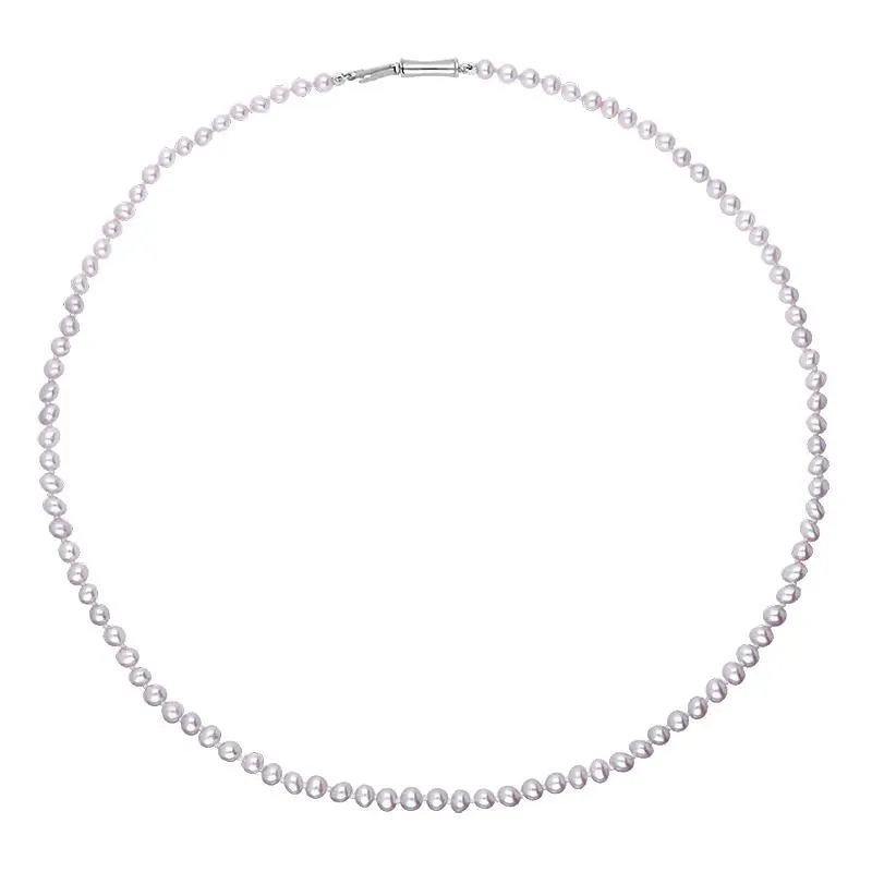 Sterling Silver Silver and Grey Pearl Beaded Necklace D sold by Jura Watches