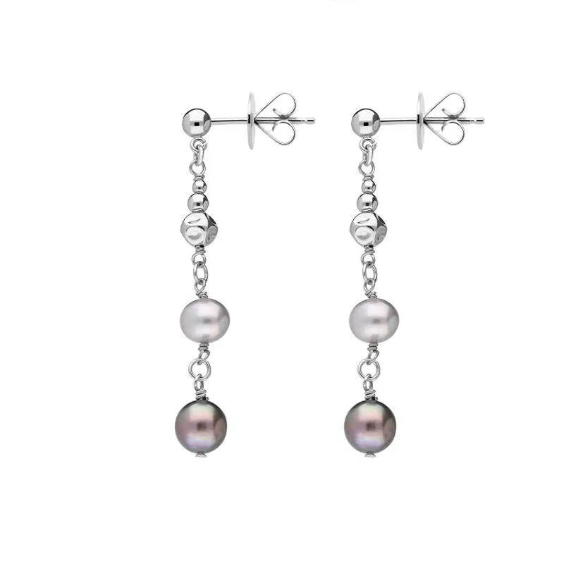 Sterling Silver Black and Grey Pearl Bead Drop Earrings D sold by Jura Watches product image thumbnail 2
