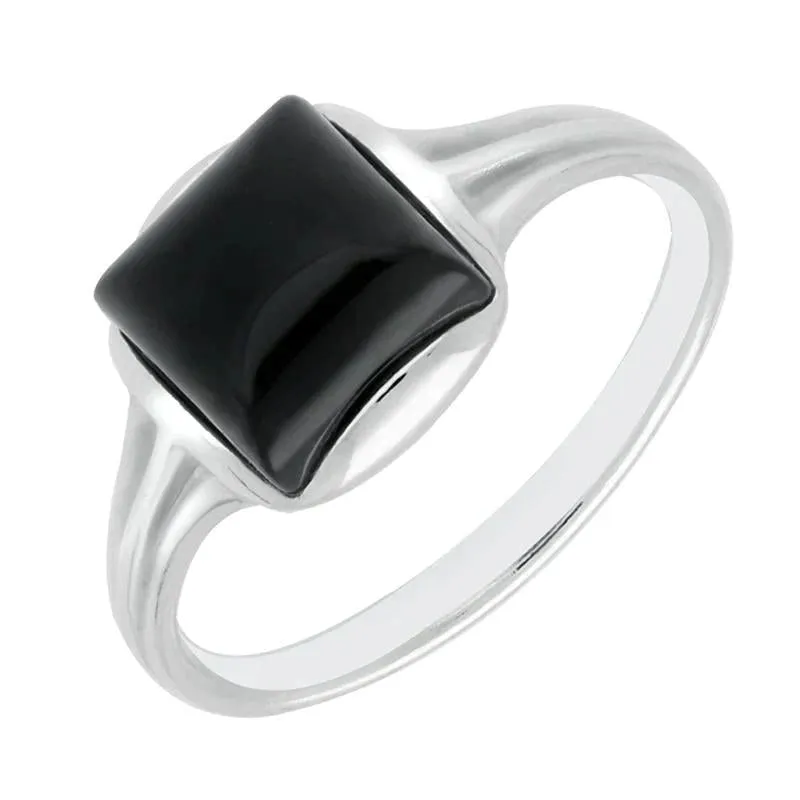 Sterling Silver Whitby Jet Square Ring sold by Jura Watches