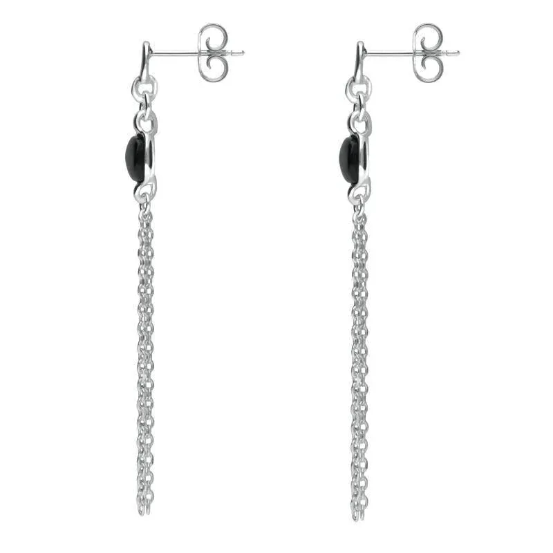 Sterling Silver Whitby Jet Square Chain Drop Earrings sold by Jura Watches product image thumbnail 2