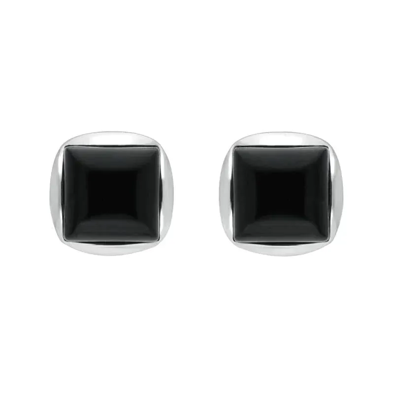 Sterling Silver Whitby Jet Square Stud Earrings sold by Jura Watches