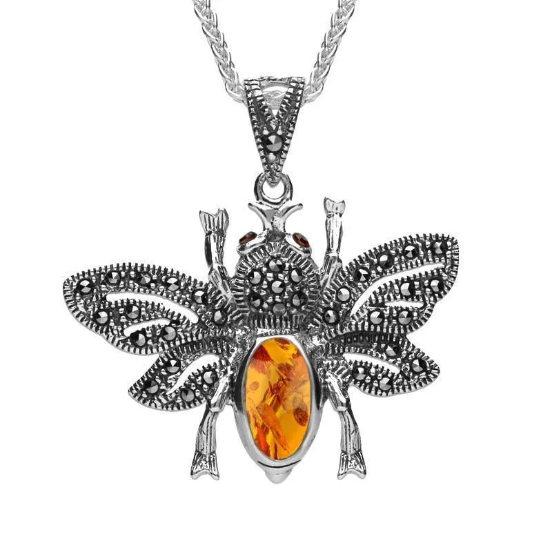 Sterling Silver Amber Marcasite Bee Necklace sold by Jura Watches