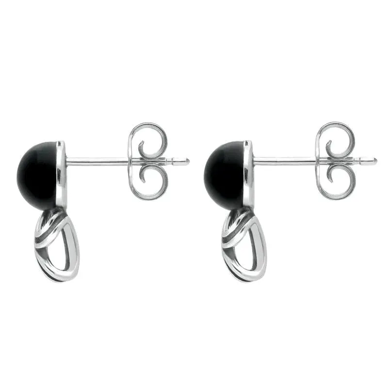 Sterling Silver Whitby Jet Round Twist Stud Earrings sold by Jura Watches product image thumbnail 2
