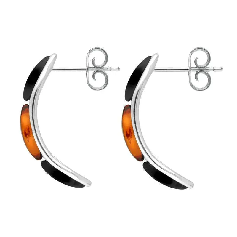 Sterling Silver Whitby Jet Amber Marquise Curved Hoop Earrings sold by Jura Watches product image thumbnail 2