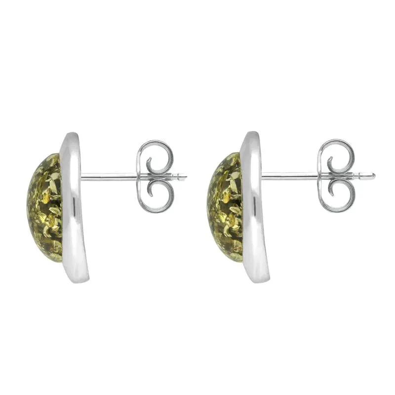Sterling Silver Green Amber Ribbed Edge Stud Earrings sold by Jura Watches product image thumbnail 2