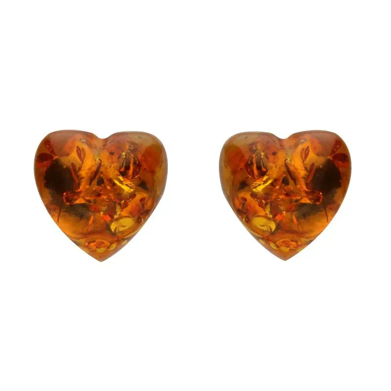 Sterling Silver Amber Heart Stud Earrings sold by Jura Watches