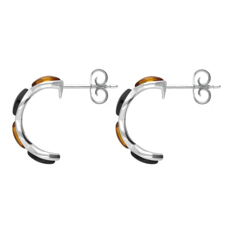 Sterling Silver Whitby Jet Amber Marquise Four Stone Curved Stud Earrings sold by Jura Watches product image thumbnail 2