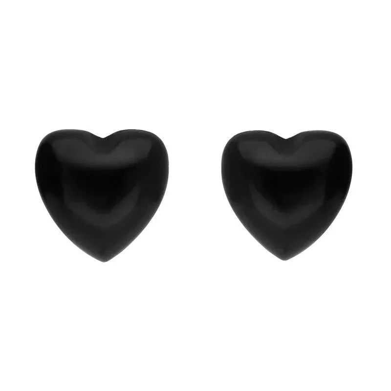 Sterling Silver Whitby Jet Heart Stud Earrings sold by Jura Watches