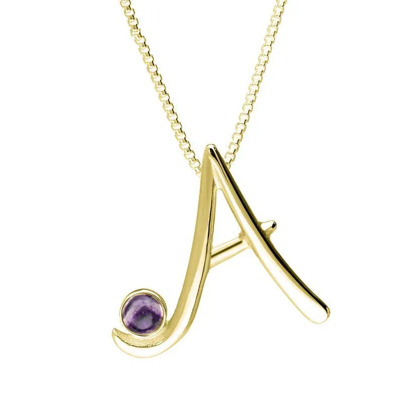 9ct Yellow Gold Blue John Love Letters Initial A Necklace sold by Jura Watches