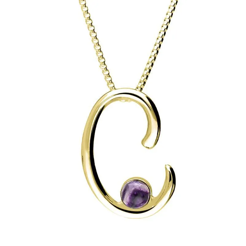9ct Yellow Gold Blue John Love Letters Initial C Necklace sold by Jura Watches