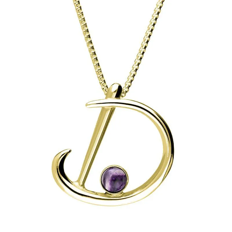 9ct Yellow Gold Blue John Love Letters Initial D Necklace sold by Jura Watches