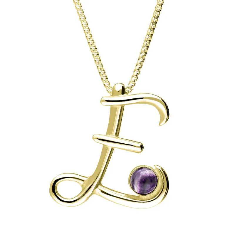 9ct Yellow Gold Blue John Love Letters Initial E Necklace sold by Jura Watches