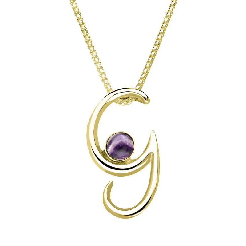 9ct Yellow Gold Blue John Love Letters Initial G Necklace sold by Jura Watches