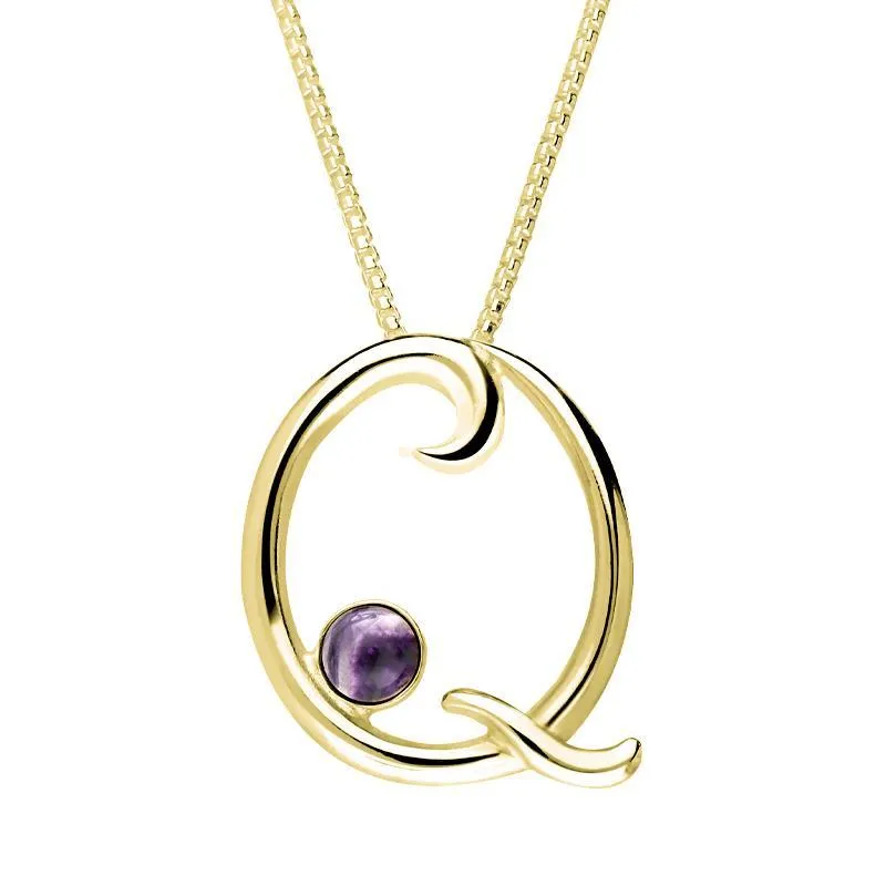 9ct Yellow Gold Blue John Love Letters Initial Q Necklace sold by Jura Watches