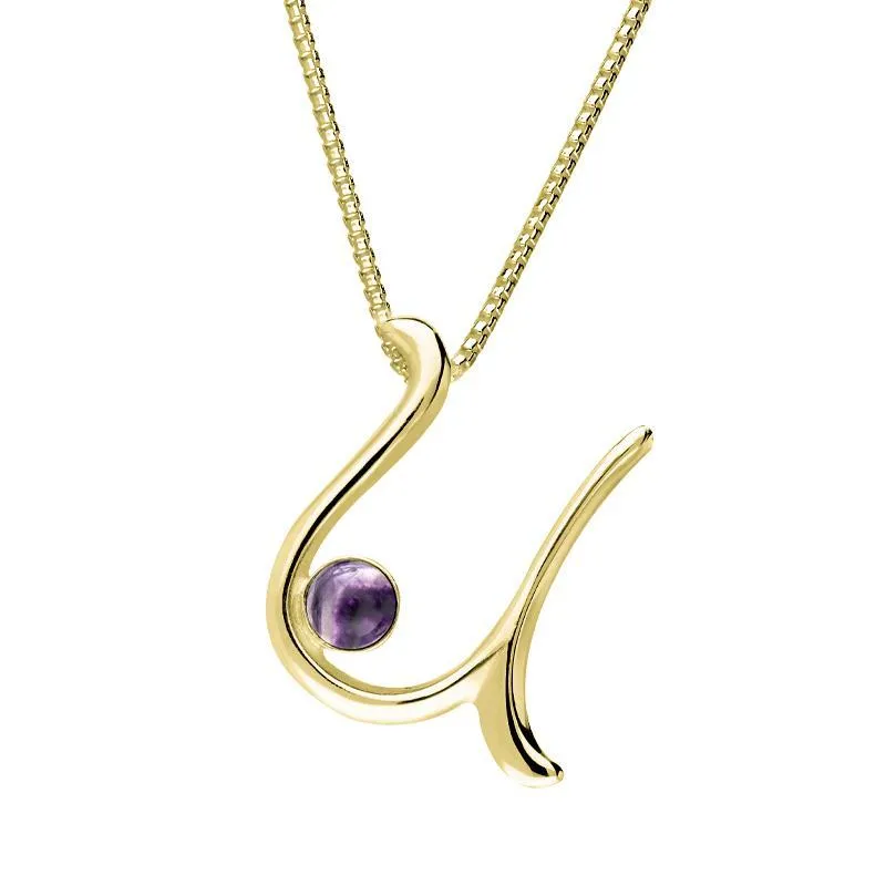 9ct Yellow Gold Blue John Love Letters Initial U Necklace sold by Jura Watches