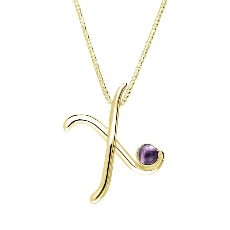 9ct Yellow Gold Blue John Love Letters Initial X Necklace sold by Jura Watches