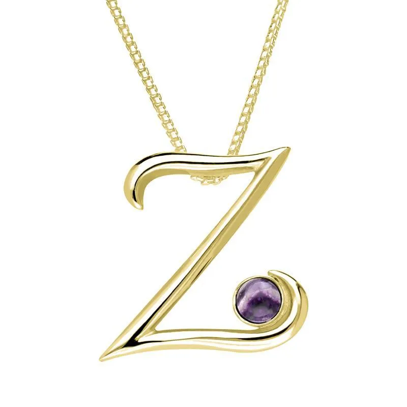 9ct Yellow Gold Blue John Love Letters Initial Z Necklace sold by Jura Watches