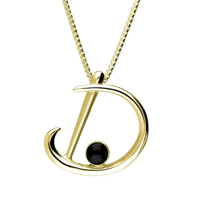 9ct Yellow Gold Whitby Jet Love Letters Initial D Necklace sold by Jura Watches