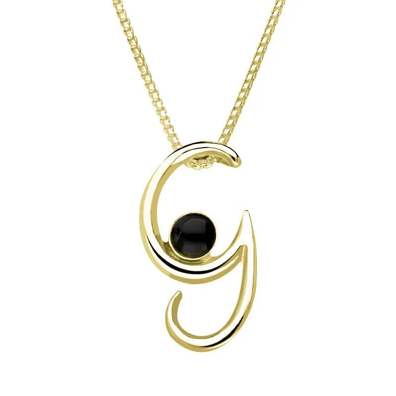 9ct Yellow Gold Whitby Jet Love Letters Initial G Necklace sold by Jura Watches