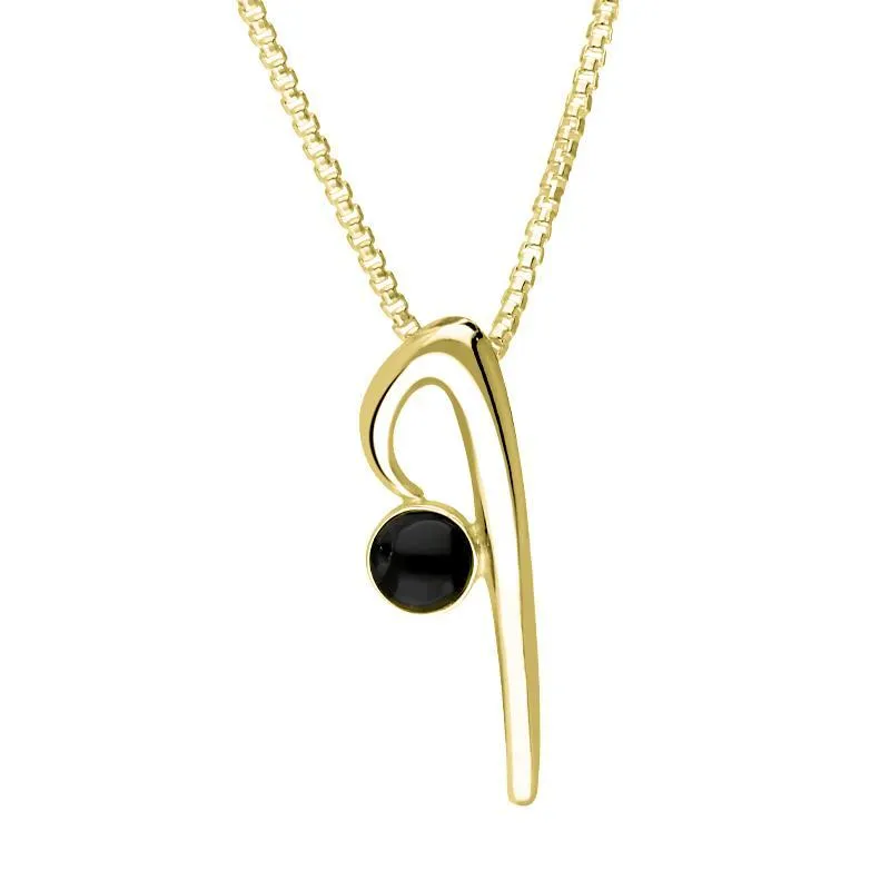 9ct Yellow Gold Whitby Jet Love Letters Initial I Necklace sold by Jura Watches
